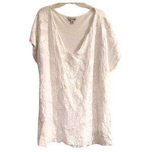 Lucky Brand White Lace V-Neck Top Floral Detail Boho Size L GUC